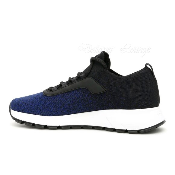 SOLD! NEW PRADA Men's Knit 2 Blue Black Textile Low Top Logo Sneakers UK 10.5 - Picture 2 of 10